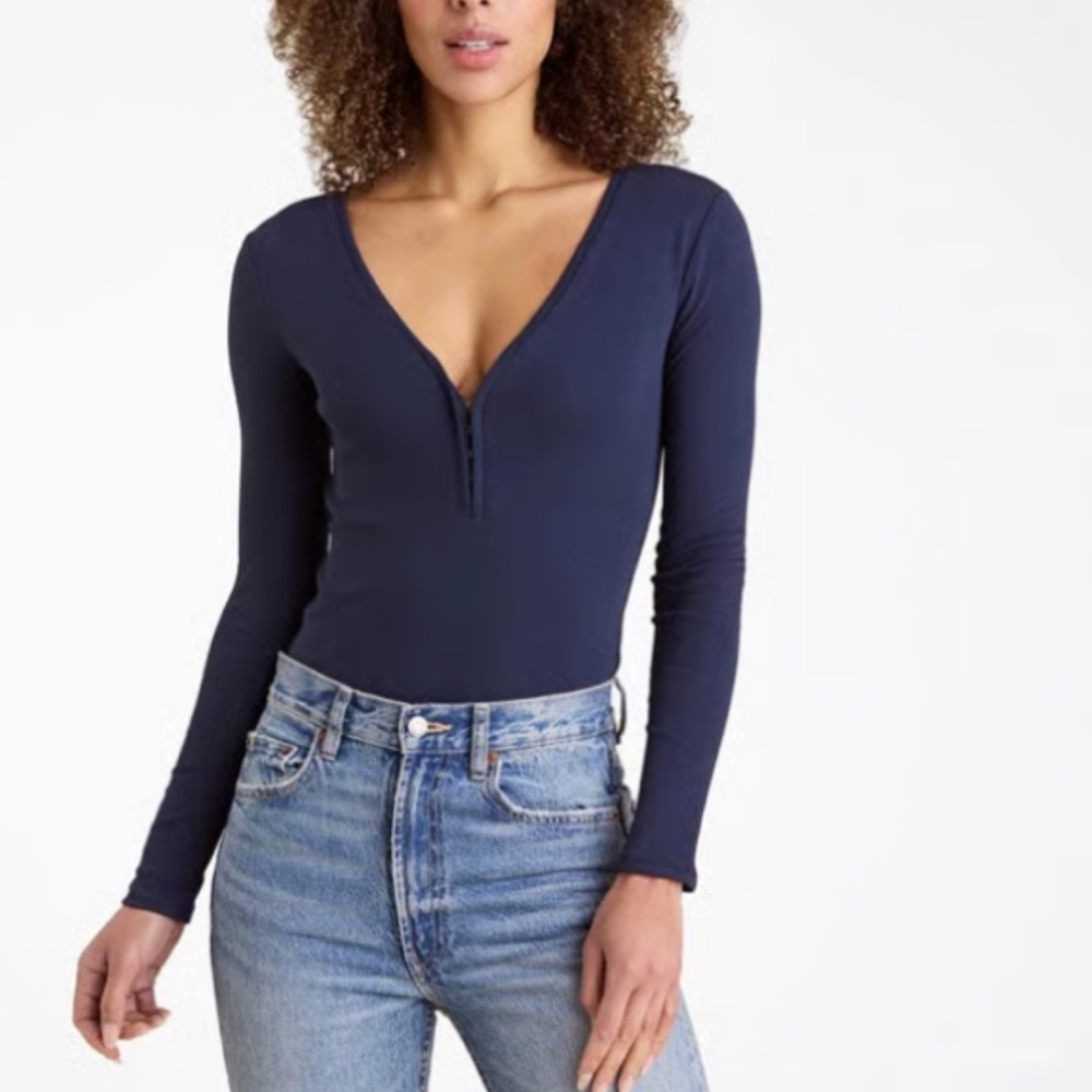 NUUDS | Navy Hook and Eye Bodysuit | M